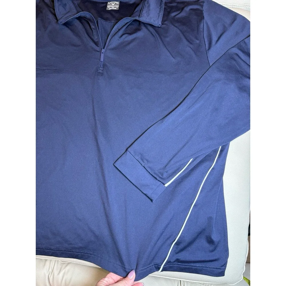 Callaway Men's XXL Navy Blue 1/4 Zip Long Sleeve Athletic Shirt pullover EUC.